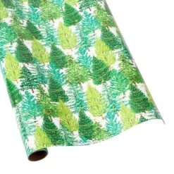 Christmas Trees with Lights Gift Wrapping Paper in White - 30" x 8' Roll