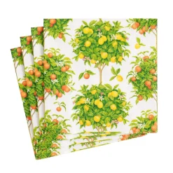 Citrus Topiaries Paper Cocktail Napkins in White - 20 Per Package
