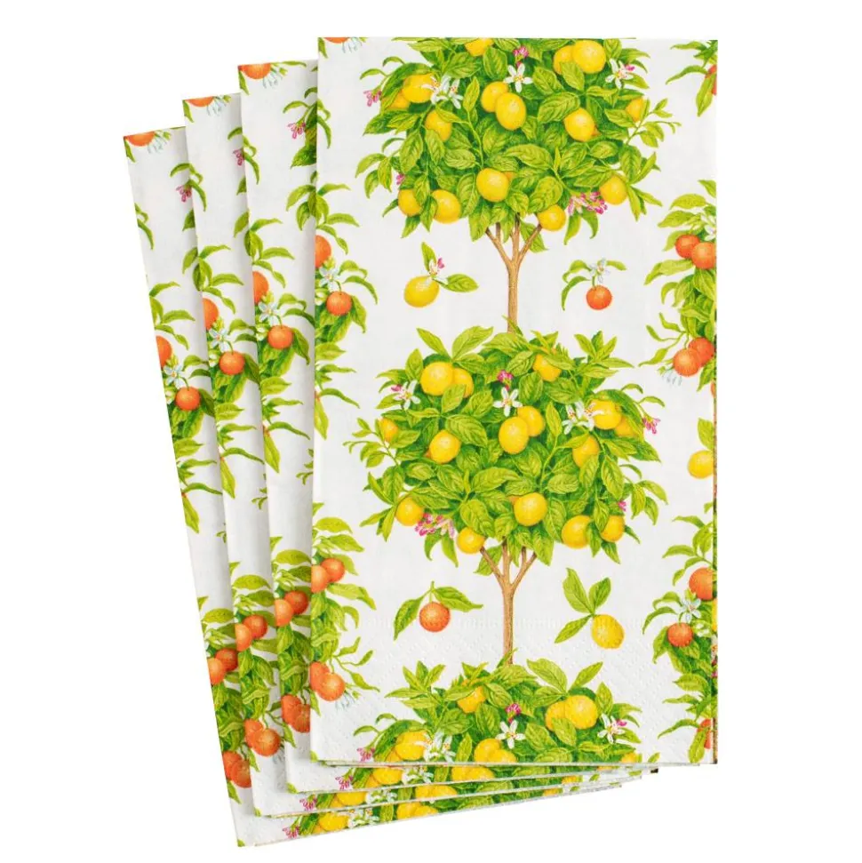 Citrus Topiaries Paper Guest Towel Napkins in White - 15 Per Package
