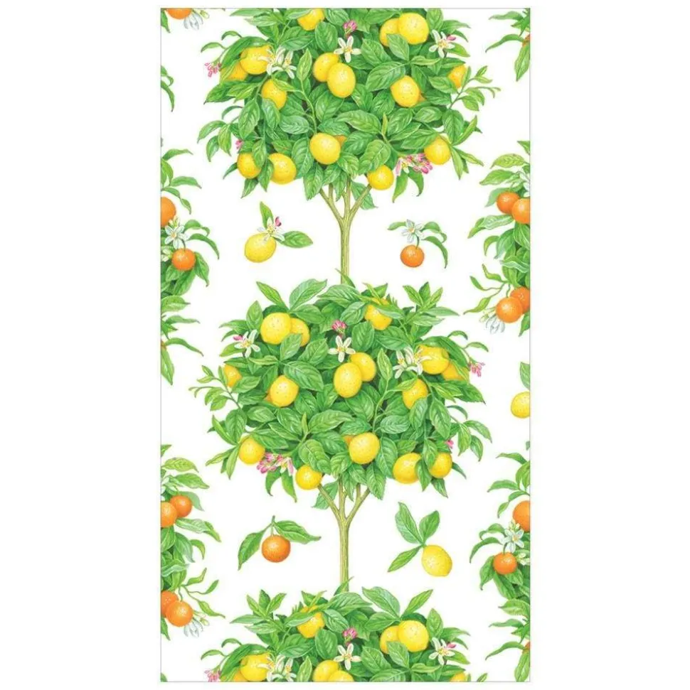 Citrus Topiaries Paper Guest Towel Napkins in White - 15 Per Package