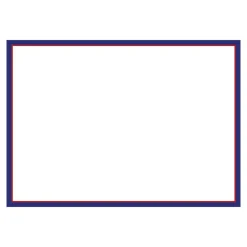 Classic 2 Tone Border Navy & Red Correspondence Cards - 12 Per Package