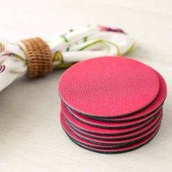 Classic Canvas Felt-Backed Coasters in Fucshia - 8 Per Box