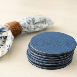 Classic Canvas Felt-Backed Coasters in Navy - 8 Per Box