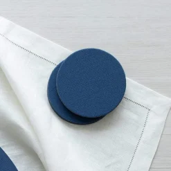 Classic Canvas Felt-Backed Coasters in Navy - 8 Per Box