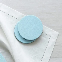 Classic Canvas Felt-Backed Coasters in Aqua - 8 Per Box