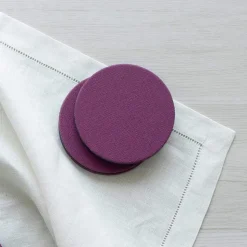 Classic Canvas Felt-Backed Coasters in Aubergine - 8 Per Box