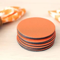 Classic Canvas Felt-Backed Coasters in Orange - 8 Per Box
