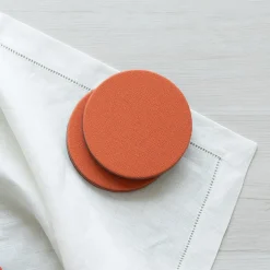 Classic Canvas Felt-Backed Coasters in Orange - 8 Per Box