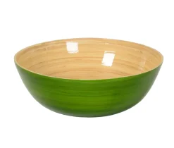 Classic Lacquered Bamboo Bowl in Grass Green - 1 Each