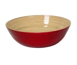 Classic Lacquered Bamboo Bowl in Red - 1 Each