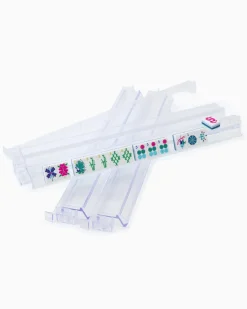 Clear Acrylic Mahjong Rack & Pushers - Set of 4