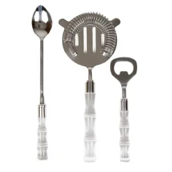 Clear Bamboo Handle Bar Tools Set