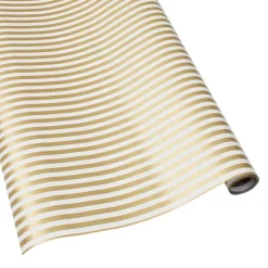 Club Stripe Reversible Gift Wrapping Paper in Gold & Silver - 30" x 8' Roll