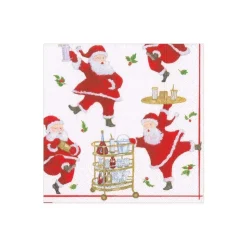 Cocktails with Santas Boxed Paper Cocktail Napkins - 40 Per Box
