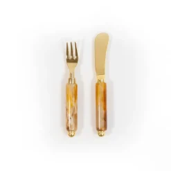 Coffee Resin Spreader & Hors d'oeuvre Fork - Set of 2
