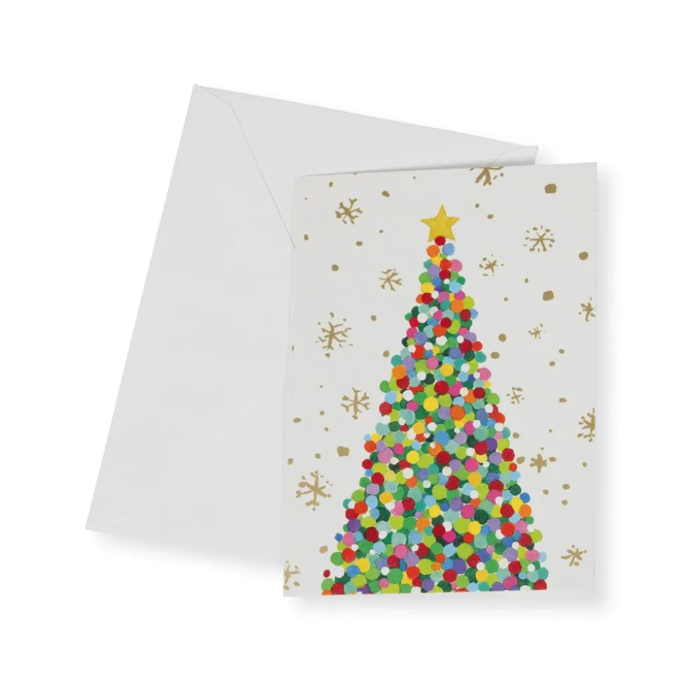Colorful Dot Christmas Tree Small Boxed Christmas Cards - includes 15 cards & envelopes