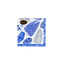 Coquillage Blue Boxed Cocktail Napkins - 40 Per Box