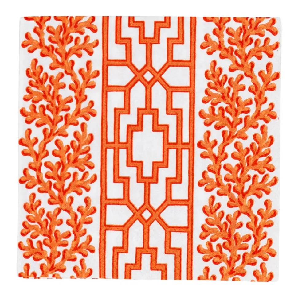 Coral And Trellis Coral Boxed Cocktail Napkins - 40 Per Box