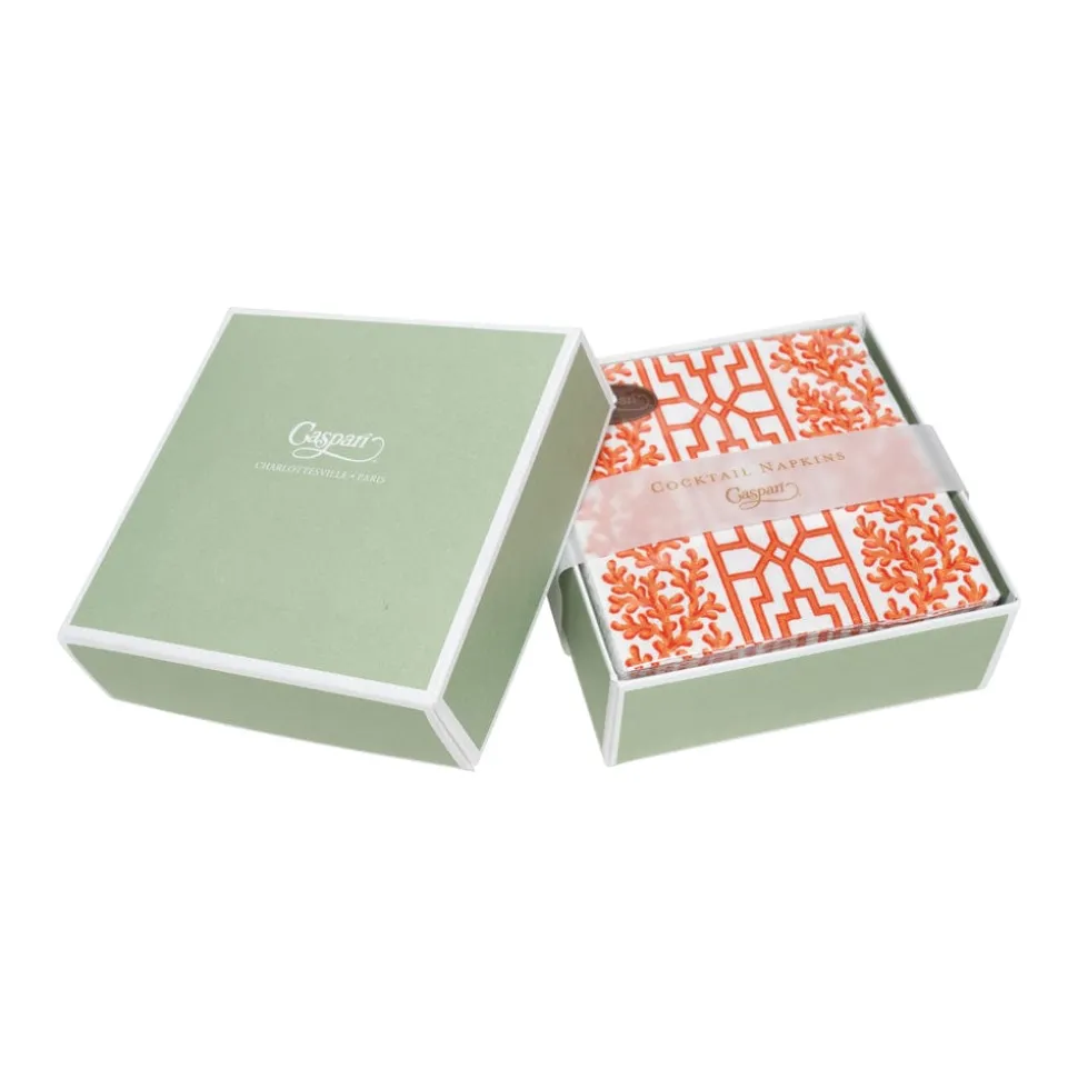 Coral And Trellis Coral Boxed Cocktail Napkins - 40 Per Box
