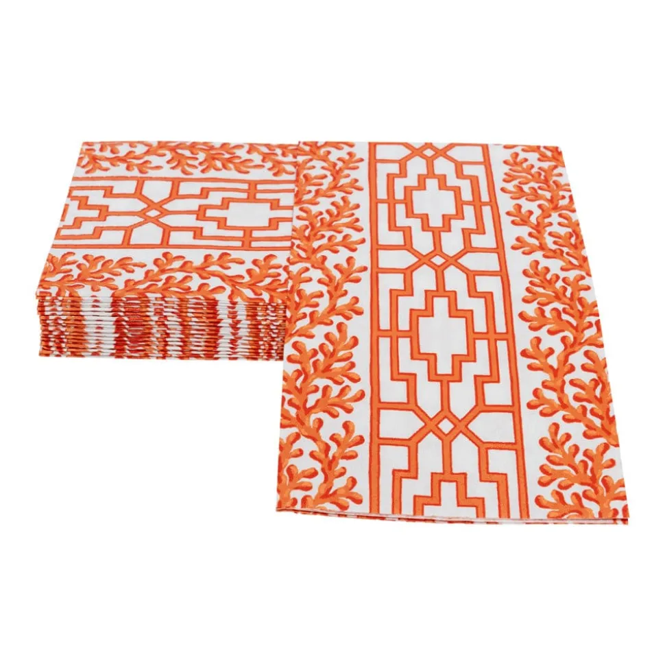 Coral And Trellis Coral Guest Towel Napkins - 15 Per Package