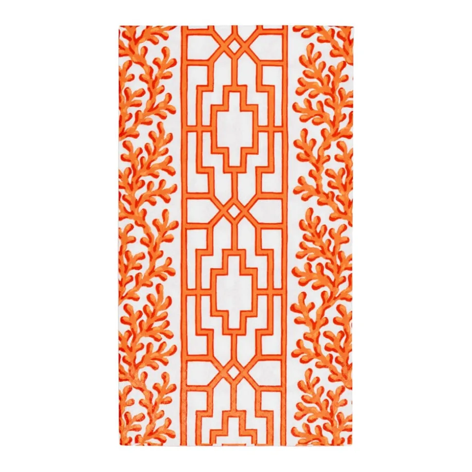 Coral And Trellis Coral Guest Towel Napkins - 15 Per Package