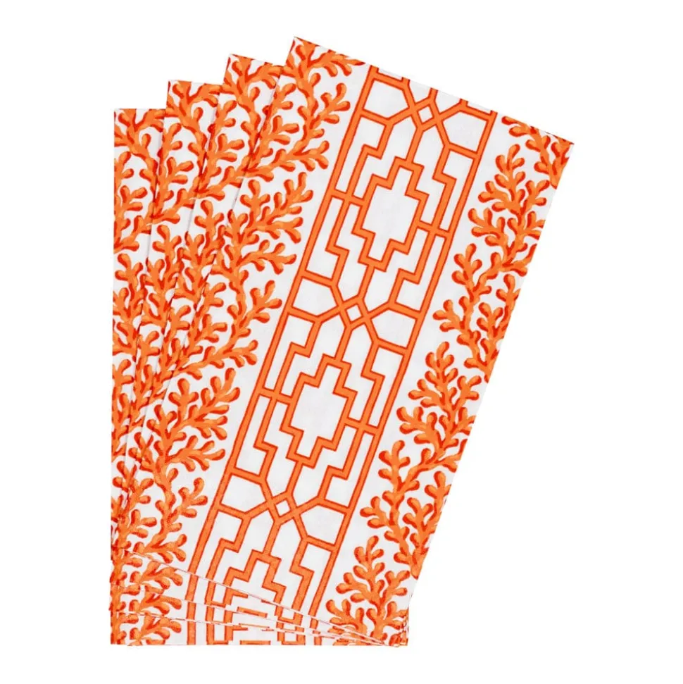 Coral And Trellis Coral Guest Towel Napkins - 15 Per Package