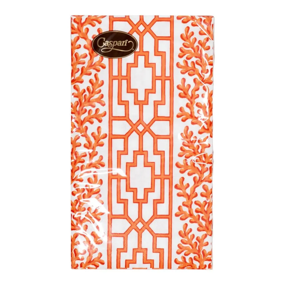 Coral And Trellis Coral Guest Towel Napkins - 15 Per Package