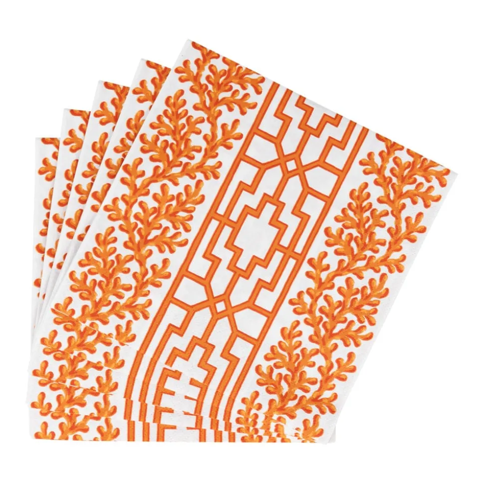 Coral And Trellis Coral Luncheon Napkins - 20 Per Package
