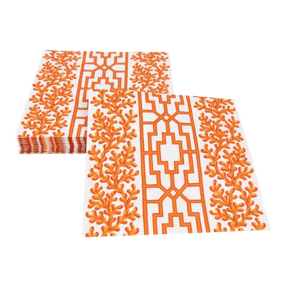 Coral And Trellis Coral Luncheon Napkins - 20 Per Package