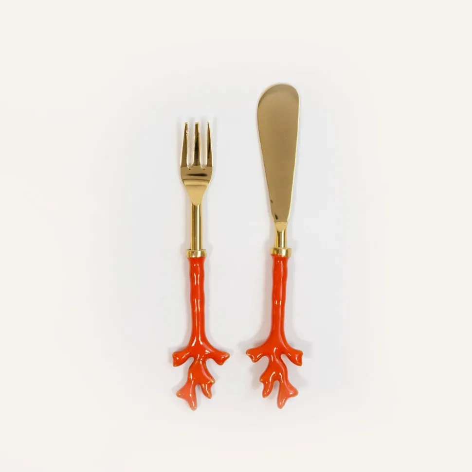 Coral Spreader & Hors d'oeuvre Fork - Set of 2