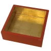 Coral With Gold Lacquer Cocktail Napkin Holder