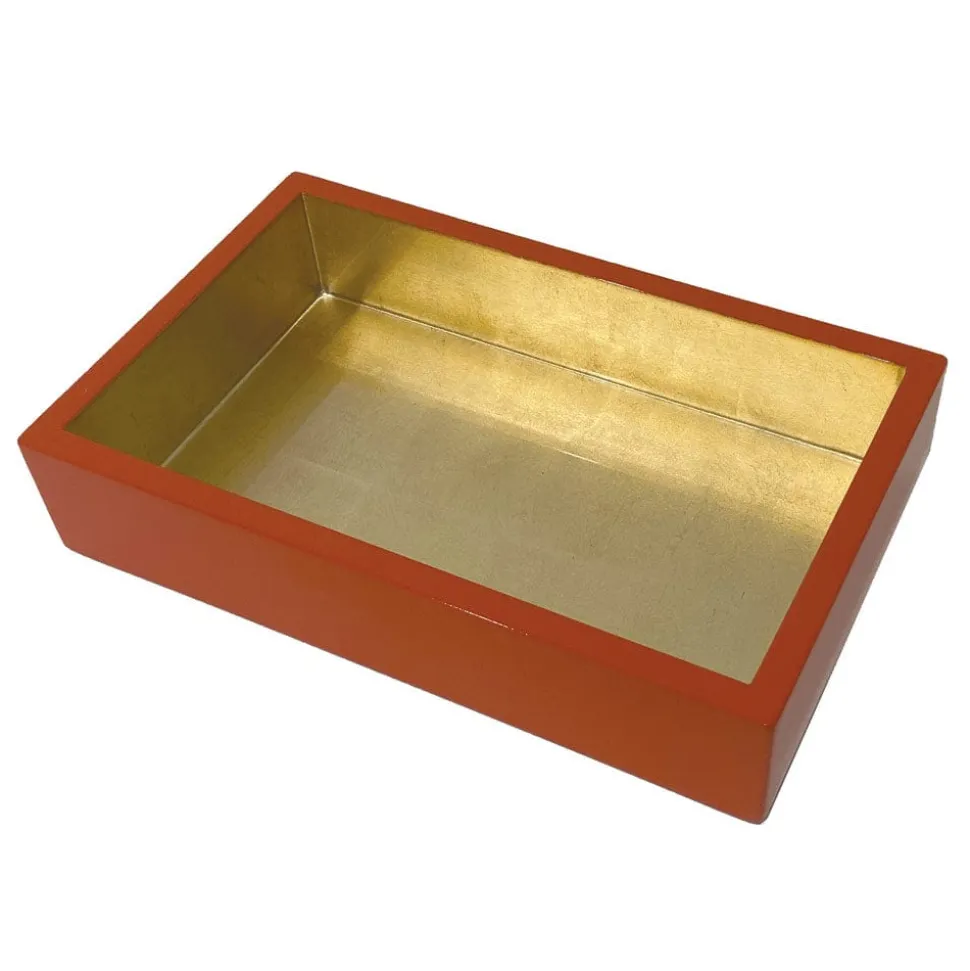 Coral With Gold Lacquer Guest Towel Napkin Holders