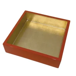 Coral With Gold Lacquer Luncheon Napkin Holders