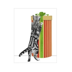 Curious Christmas Cats Gift Enclosure Cards - 4 Mini Cards & 4 Envelopes