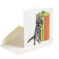 Curious Christmas Cats Gift Enclosure Cards - 4 Mini Cards & 4 Envelopes