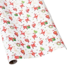Dancing Santas Wrapping Paper - 30" x 8' Roll