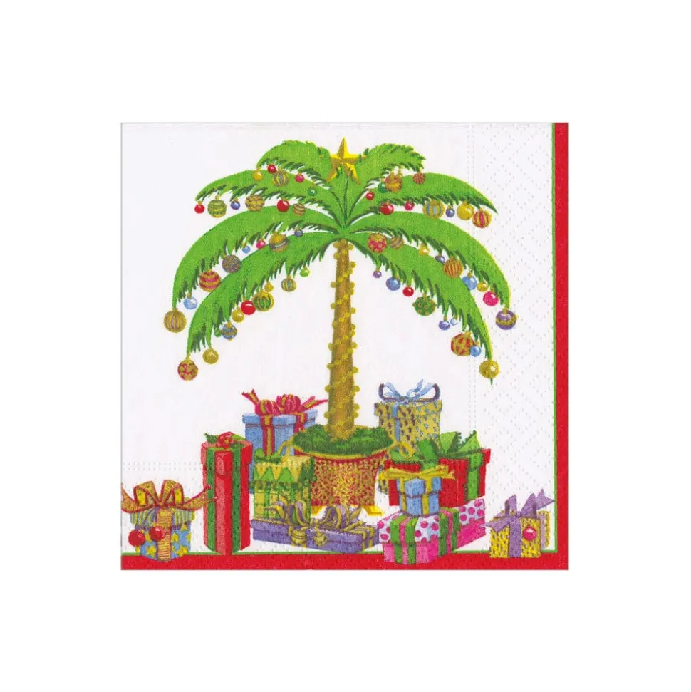 Deck The Palm Pearl Cocktail Napkins - includes 20 per package