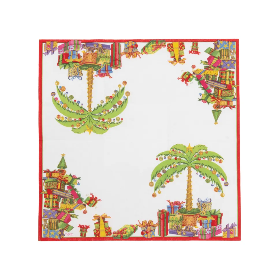 Deck The Palm Pearl Cocktail Napkins - includes 20 per package