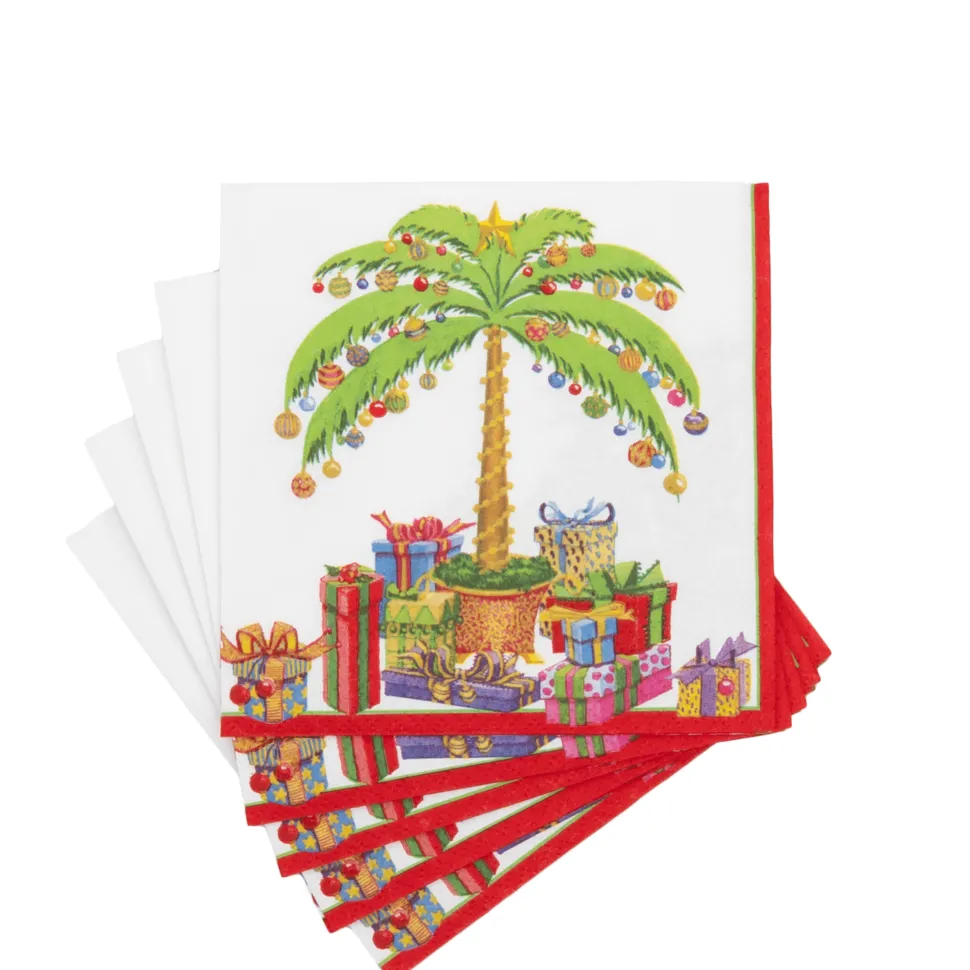 Deck The Palm Pearl Cocktail Napkins - includes 20 per package