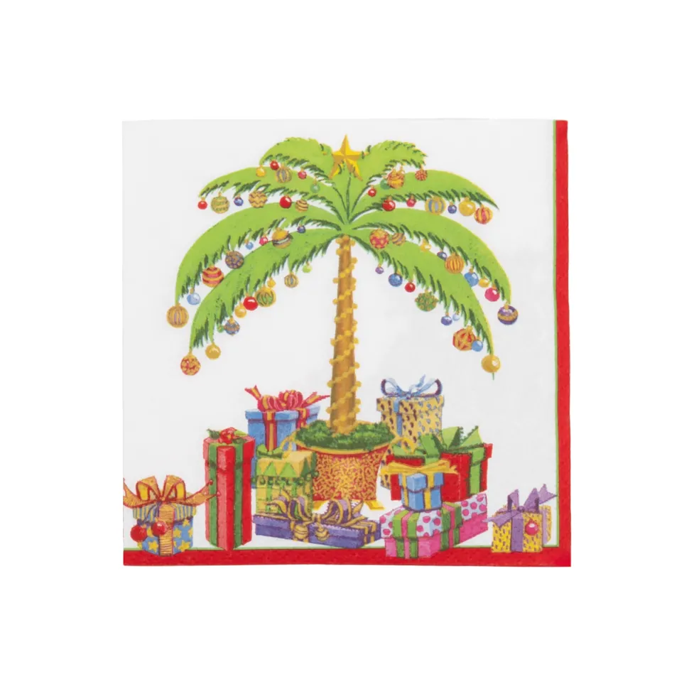 Deck The Palm Pearl Cocktail Napkins - includes 20 per package