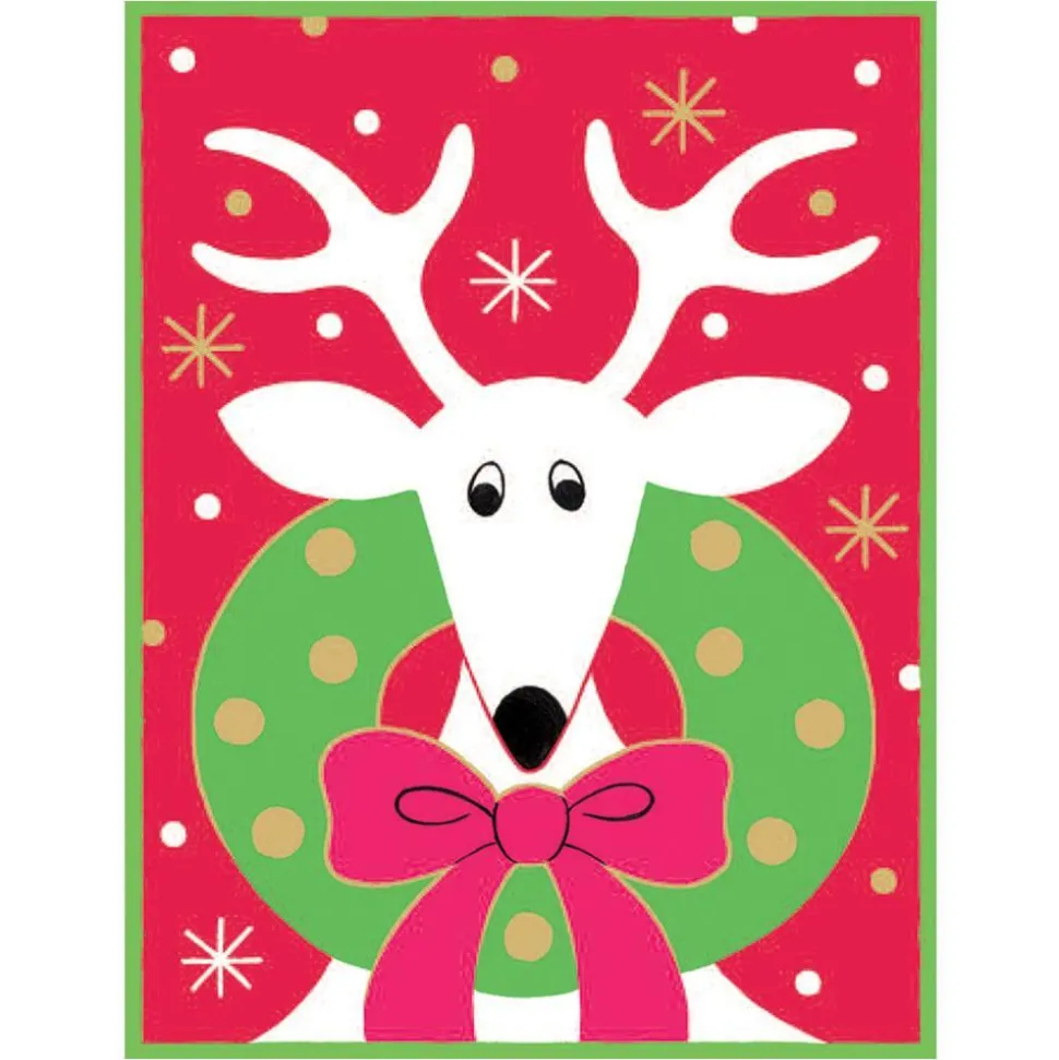 Deer with Wreath Classic Boxed Christmas Cards - includes 15 cards & envelopes