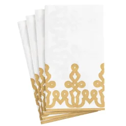 Dessin Passementerie Paper Linen Guest Towel Napkins in Gold - 12 Per Package