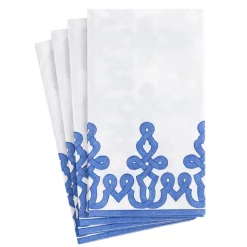 Dessin Passementerie Paper Linen Guest Towel Napkins in Riviera Blue - 12 Per Package