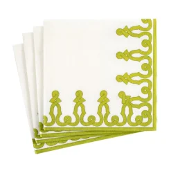 Dessin Passementerie Paper Linen Cocktail Napkins in Moss Green - 15 Per Package