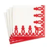 Dessin Passementerie Paper Linen Cocktail Napkins in Red - 15 Per Package