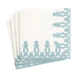 Dessin Passementerie Paper Linen Cocktail Napkins in Stone Blue - 15 Per Package