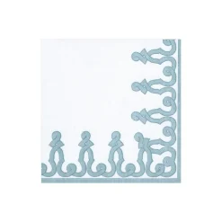 Dessin Passementerie Paper Linen Cocktail Napkins in Stone Blue - 15 Per Package