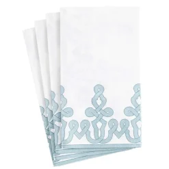 Dessin Passementerie Paper Linen Guest Towel Napkins in Stone Blue - 12 Per Package