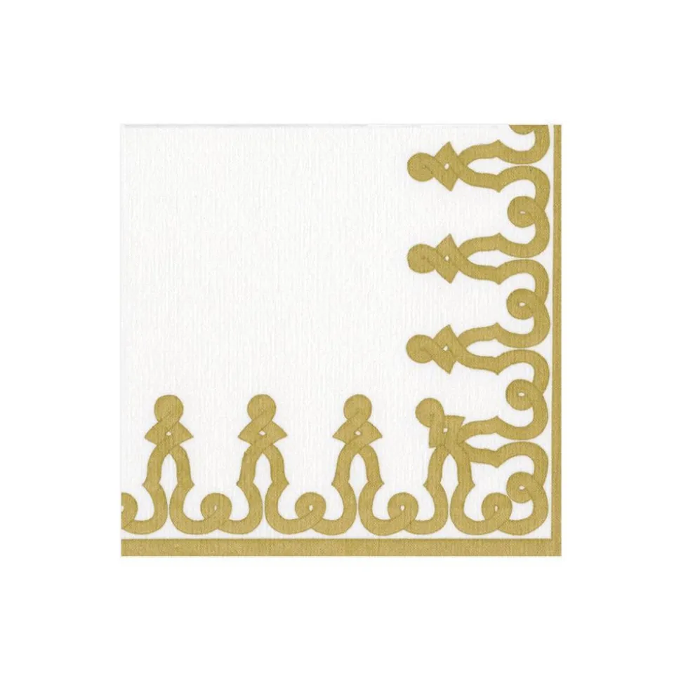 Dessin Passementerie Paper Linen Cocktail Napkins in Gold - 15 Per Package