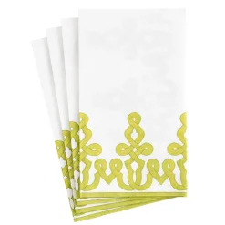 Dessin Passementerie Paper Linen Guest Towel Napkins in Moss Green - 12 Per Package